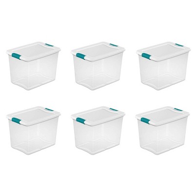 Sterilite 25 Quart Shelf Tote with Flat Gray Lid and Platinum Latches (18 Pack)