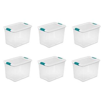 Sterilite Stack and Carry 3 Layer Handle Box and Tray, Plastic Small  Storage Container with Latch Lid, Organize Crafts, Clear with Blue Tray,  6-Pack