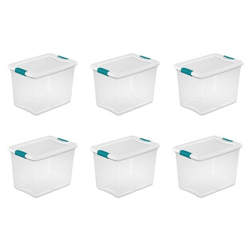 Anbers 25 Quart Clear Plastic Storage Bins with Lids, 4 Pack Latching  Storage Box with Handle 