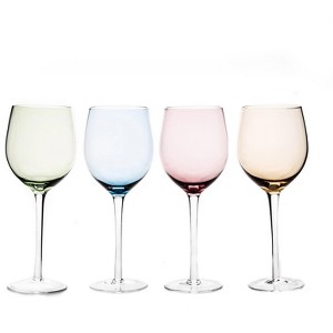 Slickblue Handcrafted Colorful Goblet Wine Glass Set of 4, 15.5 oz - 1 of 4