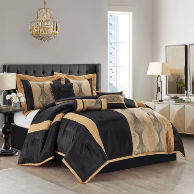 King Black and Silver Microfiber 7-Piece Comforter Set
