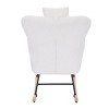 GlasFlength Accent Chairs Plush Teddy Fabric Rocking Chair with Ergonomic Backrest for Nursery Living Room, White, 25.19"*34.25"*36.22" - 3 of 4