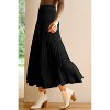 Women's Wool Blend A-Line Long Skirt with Wide Elastic Waistband & Flow Pleats Black - 2 of 4