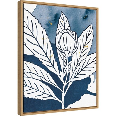 Indigo Blooms IV Framed Abstract Canvas Print, 16" x 20"