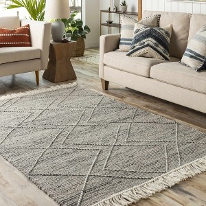 Hauteloom Gray Malilipot Wool Blend Braided Tassel Area Rug - 1 of 4