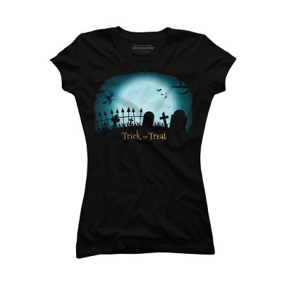 Junior's Design By Humans Trick or treat By darkstroke T-Shirt