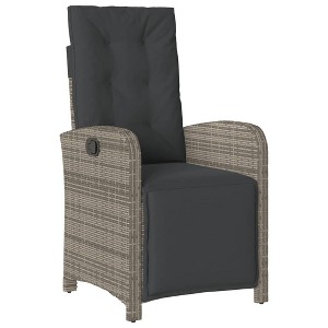 vidaXL Reclining Garden Chair Grey PE rattan, powder-coated steel Standard - 1 of 4