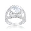 Slickblue Chic 3ct CZ Rhodium Ring, Clear Round Stone, Contemporary Style, Sizes 5-10 - image 2 of 4