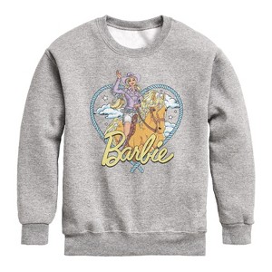 Boys' - Barbie - Western Barbie Heart Graphic Long Sleeve Fleece Sweatshirt - 1 of 4