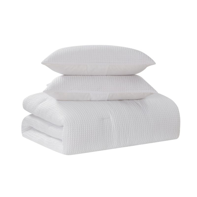 3 Piece Waffle Weave Ultra Soft Comforter with Shams Set by Sweet Home Collection™, 3 of 4