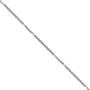 Black Bow Jewelry 2.2mm Stainless Steel Polished Cable and Bar Link Chain Necklace - 1 of 4