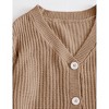 Womens Chunky Sweater Cardigan Front Button Lantern Sleeve Sweater Knit Shrugs,Khaki - 2XL - 2 of 4