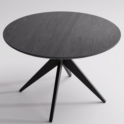 YOUNIKE Round Dining Table for Small Spaces, Modern Wooden Kitchen Table with Metal Legs, Living Room Table for Kitchen, Breakfast Nook