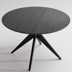 YOUNIKE Round Dining Table for Small Spaces, Modern Wooden Kitchen Table with Metal Legs, Living Room Table for Kitchen, Breakfast Nook - 1 of 4