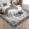 Boho Vintage Washable Area Rug, Gray Medallion Low Pile Non Slip Carpet for Living Room, Bedroom, Kitchen, or Dining Room, Pet Friendly - 3 of 4