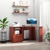 HOMCOM Computer Desk with Printer Cabinet, L-Shaped Corner Desk with Storage, Study PC Workstation for Home Office, Cherry - 3 of 4