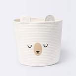 Medium Coiled Rope Round Basket Sleepy Bear - Cream - Cloud Island™