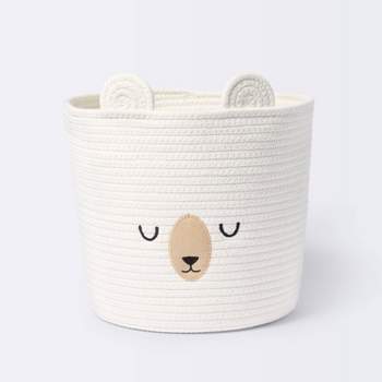 Medium Coiled Rope Round Basket Sleepy Bear - Cream - Cloud Island™