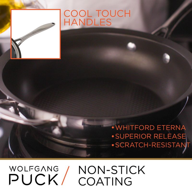 Wolfgang Puck 3-Piece Stainless Steel Skillet Set, Scratch-Resistant Non-Stick Coating, 2 of 5