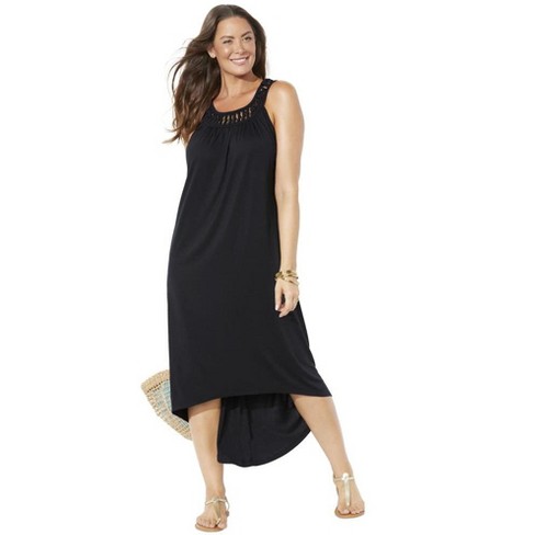 Swimsuits For All Women's Plus Size Margarita High Low Cover Up Dress -  14/16, Black : Target