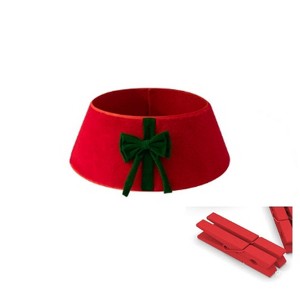Christmas Tree Collar, Christmas Tree Base Cover 33inch Adjustable - Bow Decor, Festive Tree Skirt Alternative for Holiday Decor - 1 of 1