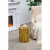 HDZNVF 13.5x13x20 inch Unique Golden Tree Trunk End Table, Antique Gold Distressed Accent Side Table - 4 of 4