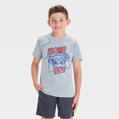 Boys' Short Sleeve 'Game On!' Graphic T-Shirt - Cat & Jack™ Gray