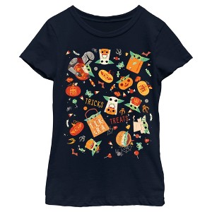Girl's Star Wars The Mandalorian Halloween Candy Collage T-Shirt - 1 of 4