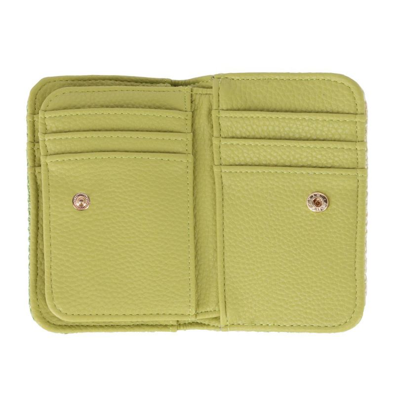 Buxton Women's Straw Vegan Leather Snap Card Case, 2 of 4