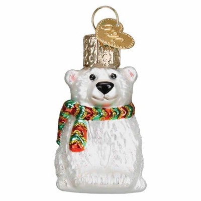 Old World Christmas 2.0 Inch Mini Polar Bear Ornament White Artic Habitat Tree Ornaments
