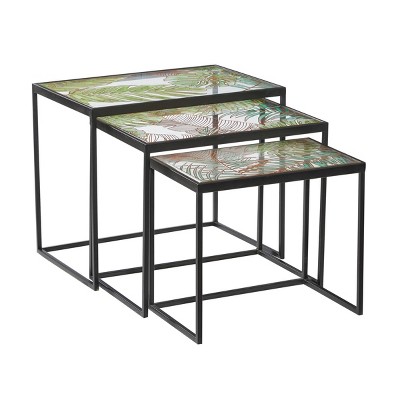 Set of 3 Industrial Metal Accent Tables Black - Olivia & May