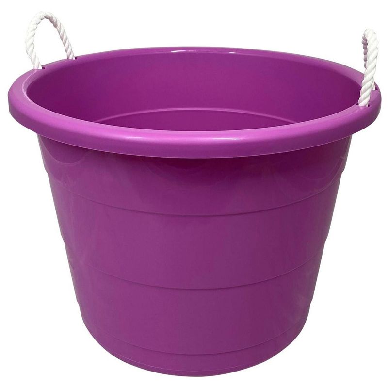 Homz 17 Gallon Durable Storage Buckets with Sturdy Rope Handles for Sports Equipment, Party Cooler, Gardening, Toys and Laundry, Orchid (2 Pack), 5 of 8