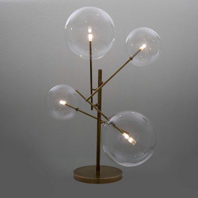 Antique Brass 28" Adjustable Globe Shade LED Table Lamp