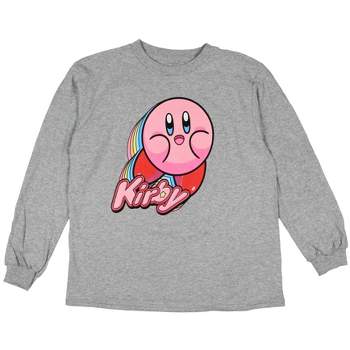 Nintendo Boy's Kirby Jumping Graphic Print Long Sleeve T-Shirt