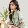 Anna-Kaci Lounge Women's Satin Pajama Set with Lace Trim Short Sleeve Button Top and Elastic Waist Shorts - 4 of 4