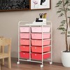 Tangkula 10-Drawer Rolling Storage Cart Tools Scrapbook Paper Organizer on Wheels Pink Gradient - 2 of 4