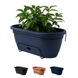 Bloem Lucca 18" Self-Watering Resin Balcony Box Planter with Metal Hanging Bracket - 1 of 4