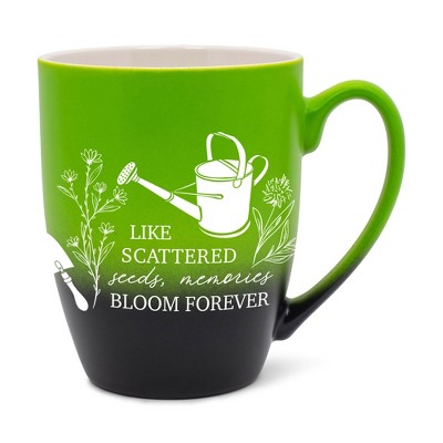Elanze Designs Like Scattered Seeds Memories Bloom Forever Two Toned Ombre Matte Green and Black 12 ounce Ceramic Stoneware Coffee Cup Mug