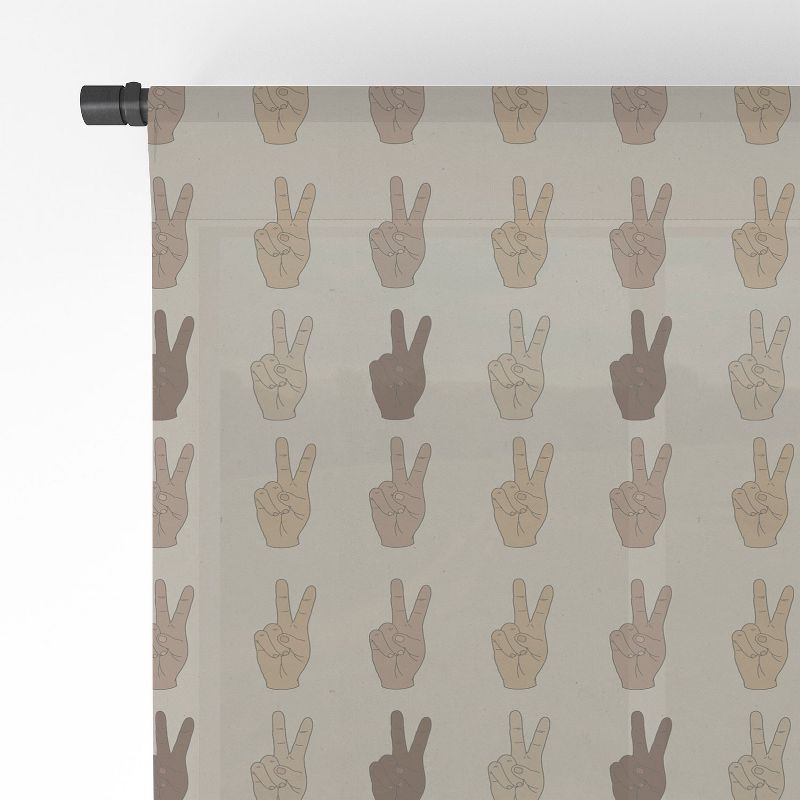 Iveta Abolina Peace Hands Tan 120" x 50" Single Panel Sheer Window Curtain - Deny Designs, 4 of 7