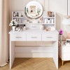 HYLEORY Vanity Desk with Mirror, Power Outlet and Light, Makeup Table with 3 Drawers,2 Color Modes Available for Bedroom - 2 of 4