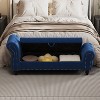 TiramisuBest 64.5" Velvet Storage Bed Bench - Tufted Chaise Lounge with Antique Nails, Khaki - 3 of 4