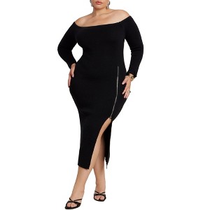 ELOQUII Sweater Midi Dress W Zippers - 1 of 3