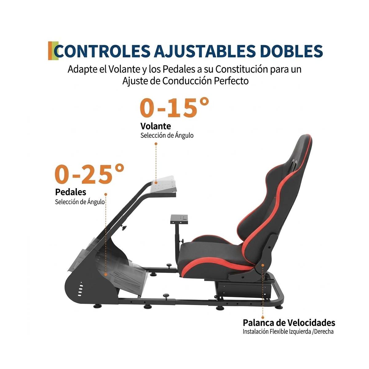 Heavy-Duty Racing Simulator Cockpit for Game Boy Classic – L-Shaped Wheel Stand, Round Tube – Adjustable Steering & Pedal Angles - thumbnail 9