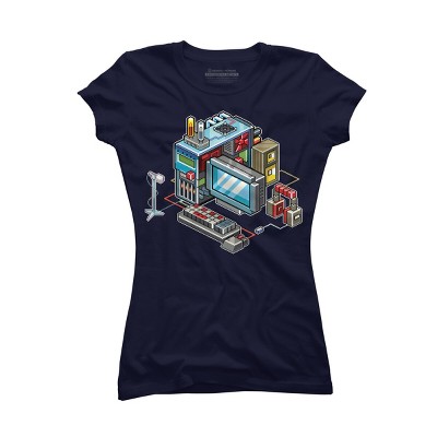 Junior's Design By Humans 8bit computer By raynoa T-Shirt