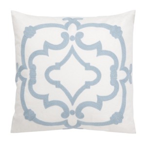 Daciana Pillow - White/Blue - 18"X18" - Safavieh - 1 of 4