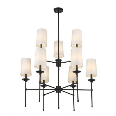 Emily Matte Black 9-Light Transitional Tiered Chandelier