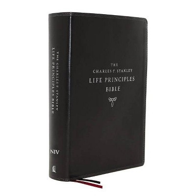 Niv, Charles F. Stanley Life Principles Bible, 2nd Edition, Leathersoft, Black, Thumb Indexed, Comfort Print - by  Thomas Nelson (Leather Bound)