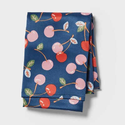 Image of Standard Satin Pillow Cases Navy Cherry - Room Essentials™: Woven Recycled Polyester, 180 Thread Count, OEKO-TEX Certified