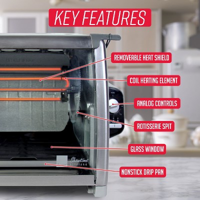 Stainless Steel Countertop Rotisserie Oven with 3 Cooking Functions