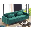NicBex 85.8 Inch Velvet Sofas 3 Seater Couch with 2 Throw Pillows and Metal Legs for Living Room,Apartment,Office,Green - 2 of 4